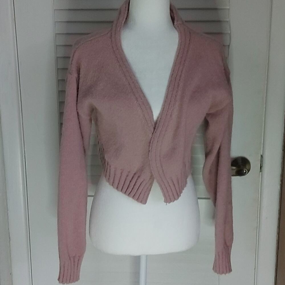 SHEIN Pink Open Front Cropped Cardigan L Casual Classic Preppy Spring Barbiecore